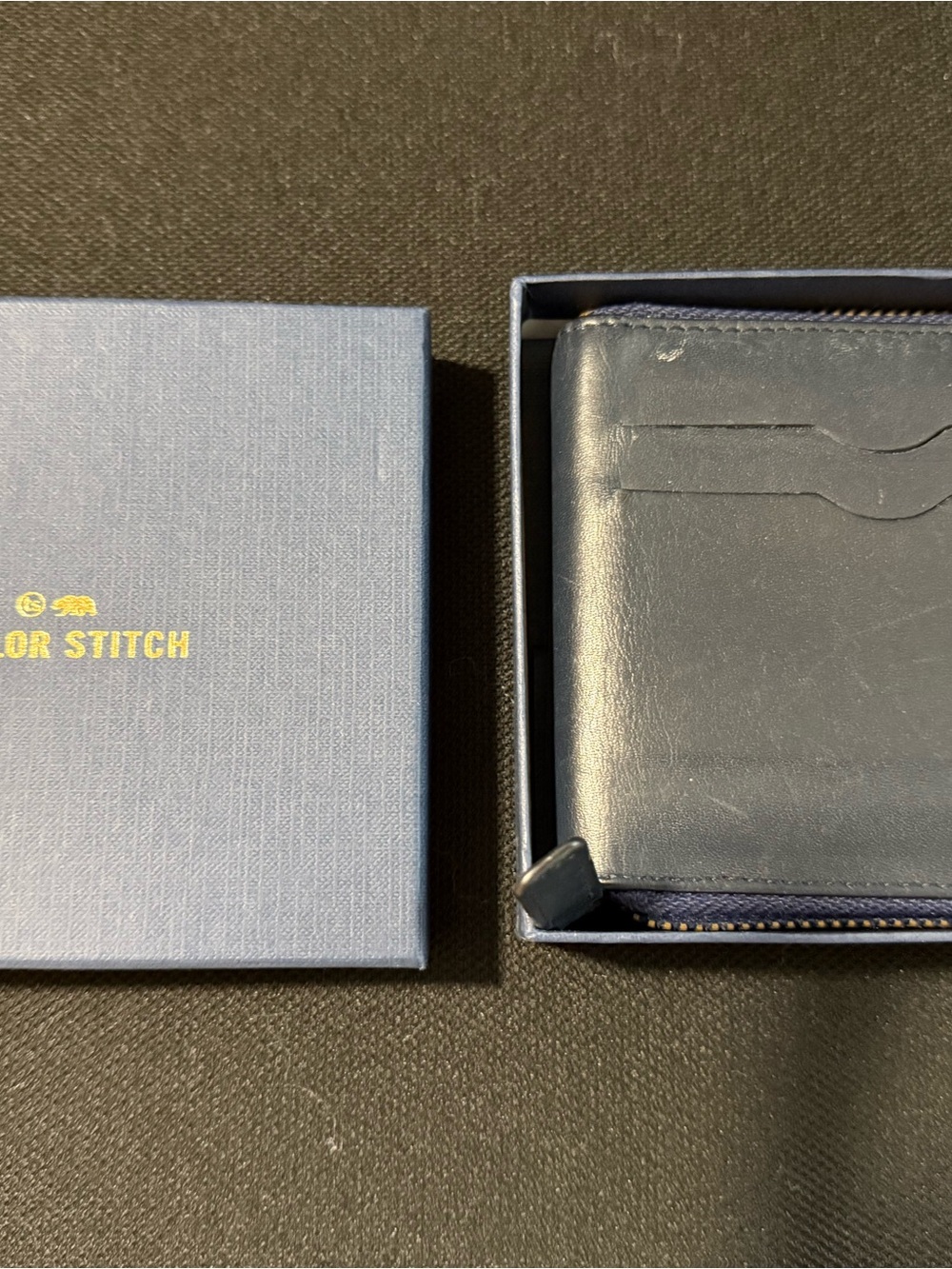 Taylor Stitch Navy Leather Card Holder Wallet